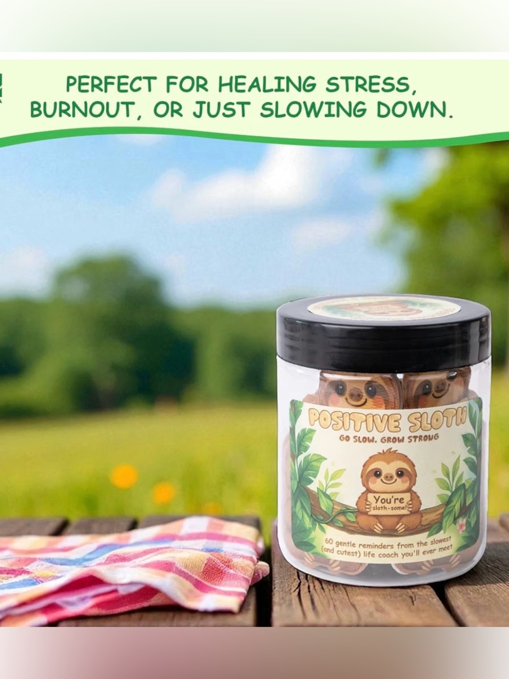 Cute Sloth Affirmation reminder Cards, 60 count SLOTHS SLOTH gift idea